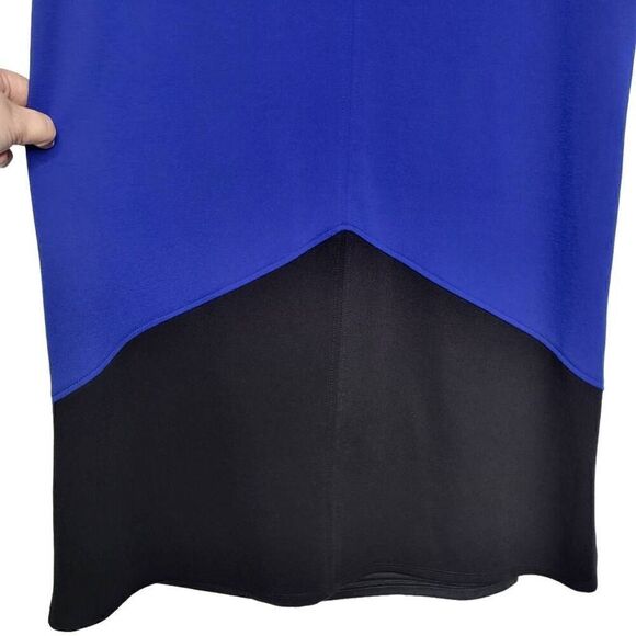 Tahari Color Block Sleeveless Blue Black Shift Dress Size 12 - Picture 3 of 9